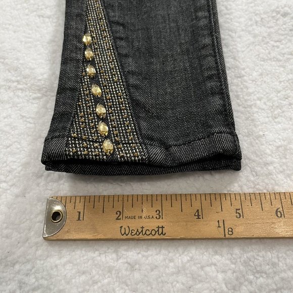 Grace in LA Women's Y2K Stunned Rhinestone Skinny Jeans Size 0/23 Black NWT - Picture 12 of 12